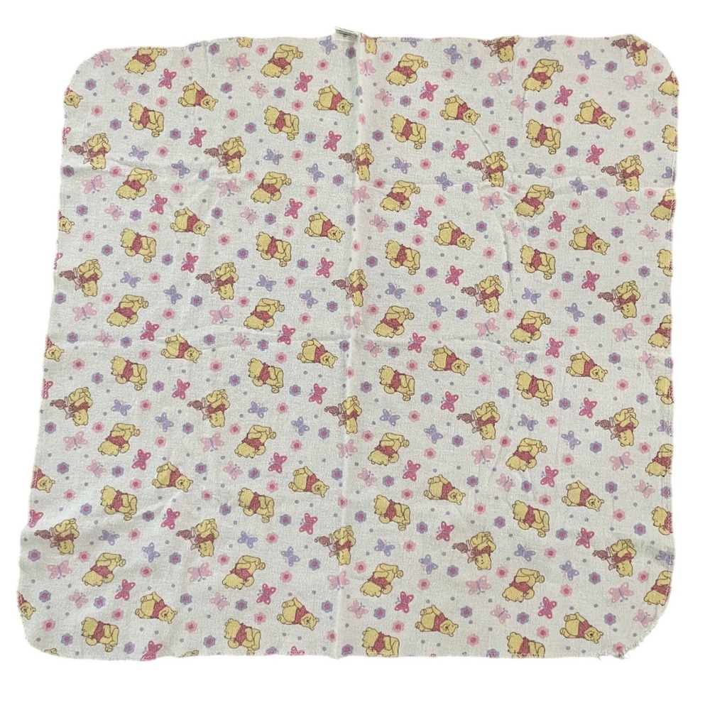 Vintage Disney Winnie the Pooh Baby Blanket Floral Butterfly Cotton 90s Nursery